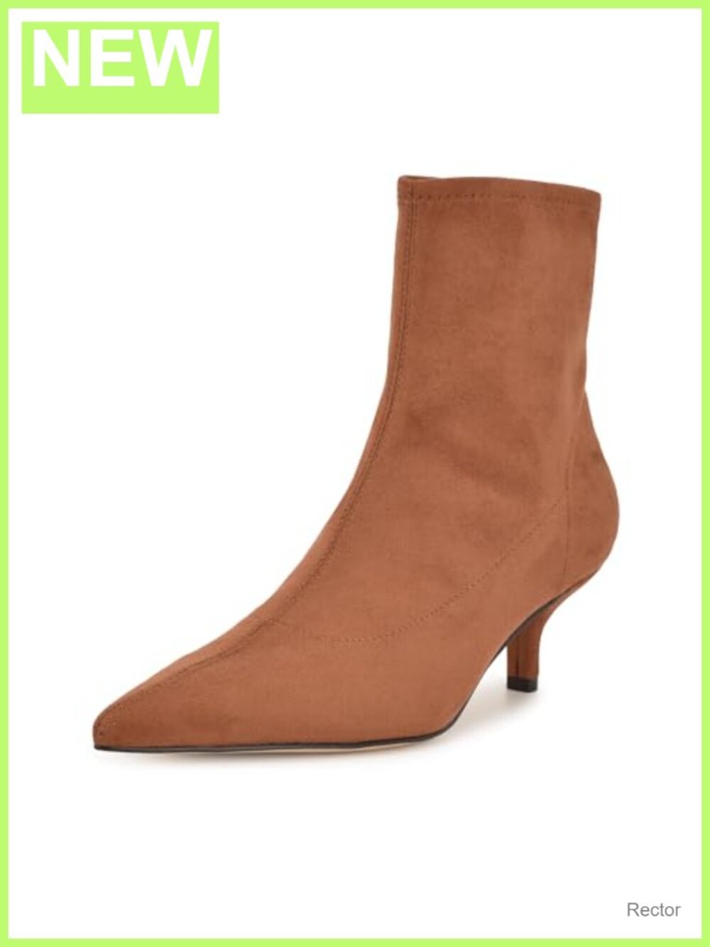Nine West Tabbie Ankle Booties Pointed Toe Faux Suede Kitten Heel Zip